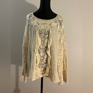 Free People Cream Lace Blouse